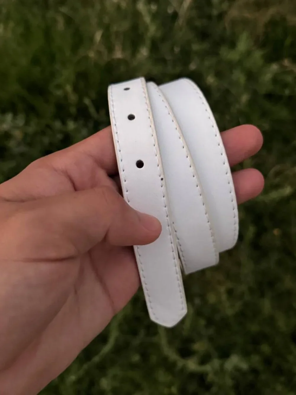 White Belt with Oversized Silver Oval Buckle